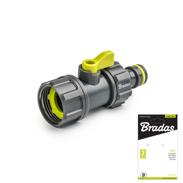 Bradas Tap Connection Stop Valve with Valve 3/4 Inch Lime Line LE